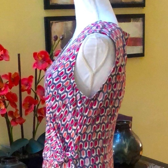 Nic & Zoe Geometric Bright Stone Print Sleeveless MIDI Dress Size Petite Large - Picture 7 of 15